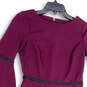 Womens Purple Black Bell Sleeve Round Neck Back Zip Sheath Dress Size 2 image number 3