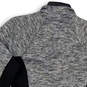 Womens Black Gray Long Sleeve Stretch Quarter-Zip Activewear Jacket Size M image number 4