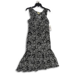NWT Womens Black White Printed Surplice Neck Sleeveless Maxi Dress Size 6