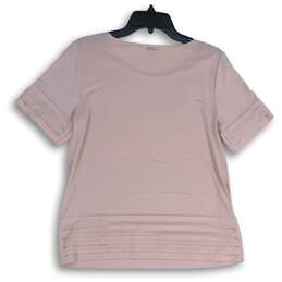 Tahari Womens Pink Round Neck Short Sleeve Pleated Pullover T-Shirt Size S alternative image