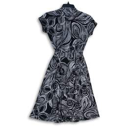 NWT White House Black Market Womens Black White Abstract Fit & Flare Dress Sz XS alternative image