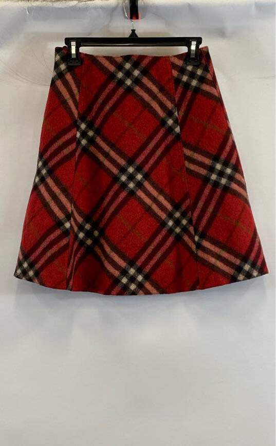 Burberry Women's Red Plaid Skirt - XS image number 2