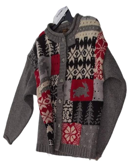 Eddie Bauer Mens Brown Designer Long Sleeve Round Neck Cardigan Sweater Size M image number 1