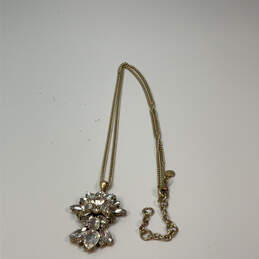 Designer J. Crew Gold-Tone Link Chain Crystal Cut Stone Pendant Necklace alternative image