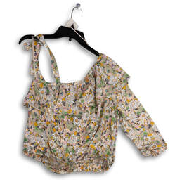 NWT Womens Multicolor Floral One Shoulder Pullover Cropped Blouse Size M alternative image