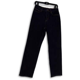Womens Blue Denim Dark Wash Stretch Pockets Straight Leg Jeans Size 4