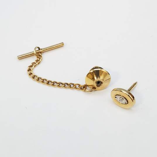 Gold Tone Diamond Tie Pin 3.4g image number 5