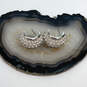 Designer Swarovski Silver-Tone Clear Crystal Open Fashionable Hoop Earrings image number 1