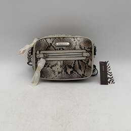 NWT Dana Buchman Womens White Brown Leather Snake Skin Print Crossbody Bag