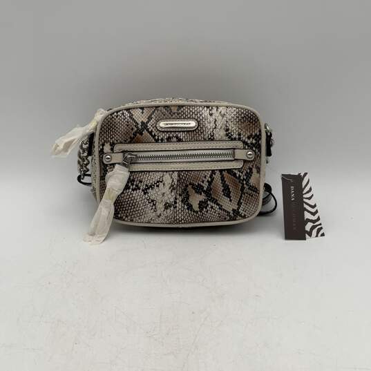 NWT Dana Buchman Womens White Brown Leather Snake Skin Print Crossbody Bag image number 1