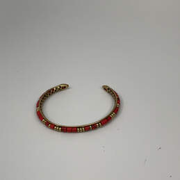 Designer Stella & Dot Gold-Tone Bliss Coral Seed Beads Cuff Bracelet w/ Box
