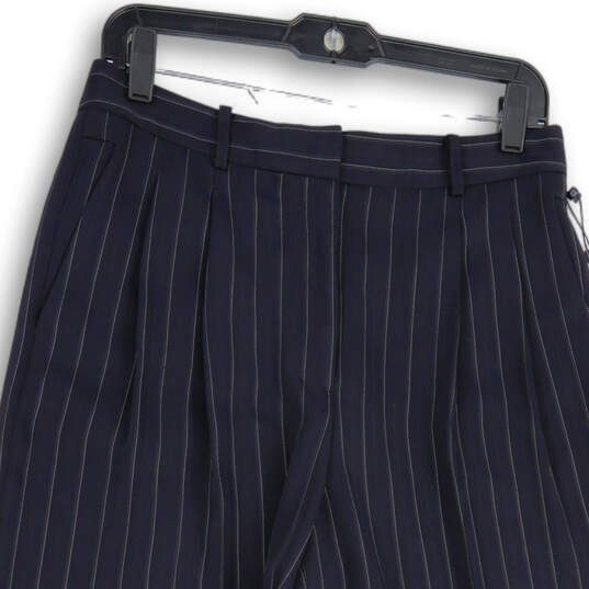 NWT Womens Navy Blue Striped Slash Pockets Cropped Pants Size 6 image number 3
