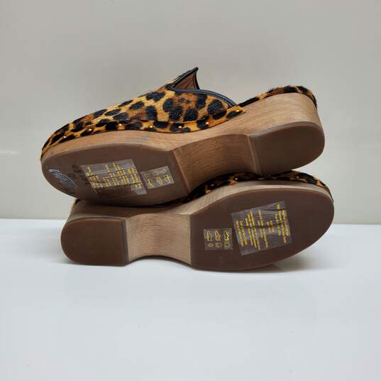 J. Crew Calf Hair Leopard Patterned Wood Heel Clogs WM Size 10 image number 5