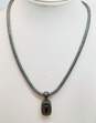 Romantic Jonah Grossbardt 925 Sterling Silver & 18K Yellow Gold Onyx Pendant on Foxtail Chain Necklace 39.6g image number 1