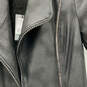 NWT Womens Black Leather Long Sleeve Belted Collared Full-Zip Jacket Size 8 image number 3