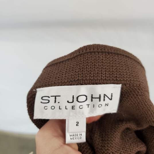 St John Vintage Brown Wool Blend Knit Pant WM Size 2 image number 3