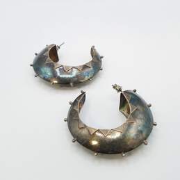 Sterling Silver Tribal Spike 3/4 Hoop Earrings 19.3g