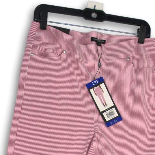 NWT Mario Serrani Womens Pink White Striped Stretch Pull-On Capri Pants Size L image number 3