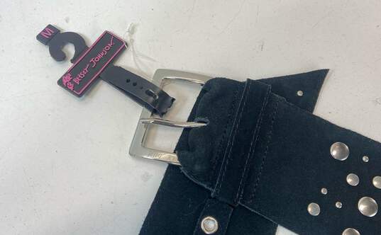 Betsey Johnson Black Suede Leather Studded Wide Belt Waist Cincher Size M image number 4