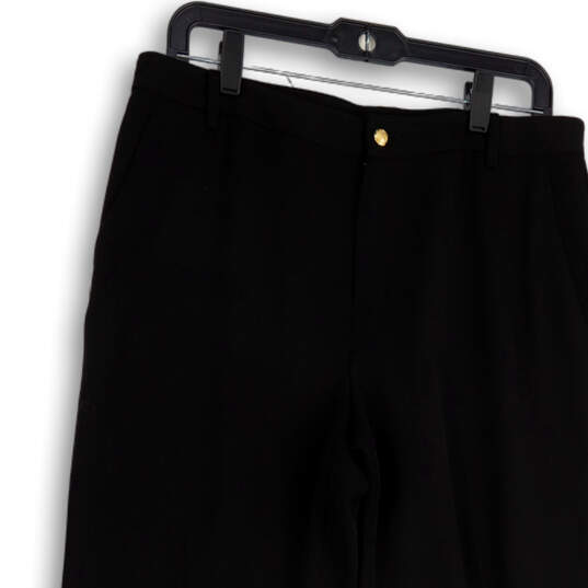 Womens Black Flat Front Slash Pockets Straight Leg Dress Pants Size 10 image number 3