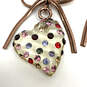Designer Betsey Johnson Heart Shape Crystal Cut Rhinestone Drop Earrings image number 4