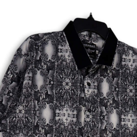 Mens Gray Black Printed Collared Long Sleeve Casual Button-Up Shirt Sz XXL image number 3