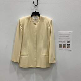 Christian Dior Womens Cream Long Sleeve One Button Blazer Size 16 With COA