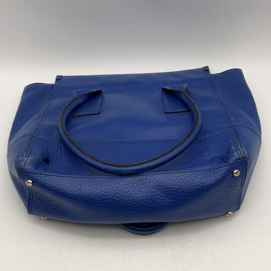 Womens Blue Leather Bottom Studded Double Handle Tote Handbag Purse image number 2