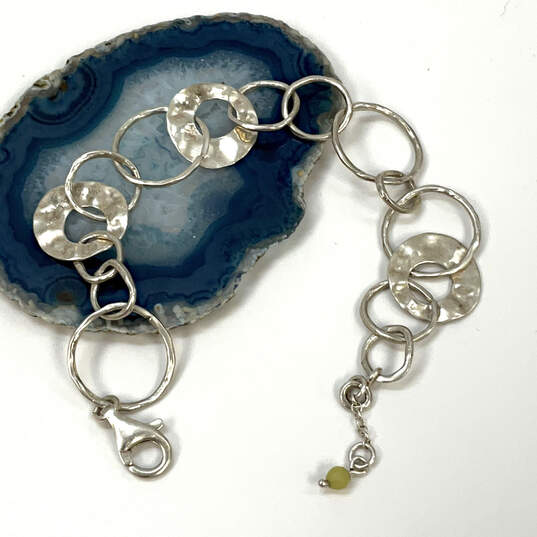 Designer Silpada 925 Sterling Silver Hammered Circle Link Chain Bracelet image number 2
