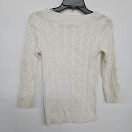 White Knit Long Sleeve Sweater alternative image