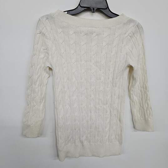 White Knit Long Sleeve Sweater image number 2