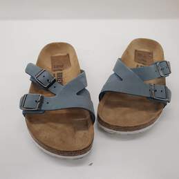 Birkenstock Women's Yao Balance Blue Nubuck Slide Sandals Size 6.5