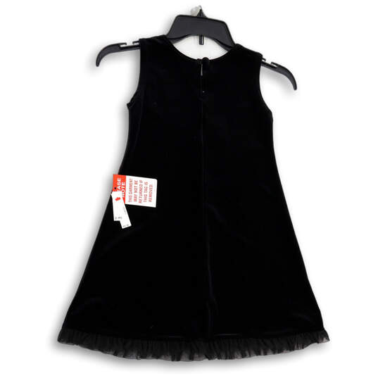 NWT Womens Black Velvet Round Neck Sleeveless Key Hole Back Mini Dress Sz 6 image number 2