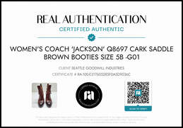 Coach 'Jackson' Saddle Brown Leather Stacked Heel Booties Women's Size 5B AUTHENTICATED alternative image