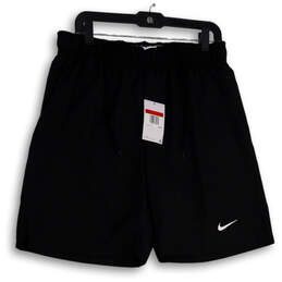 NWT Mens Black Dri-Fit Elastic Waist Drawstring Athletic Shorts Size Large
