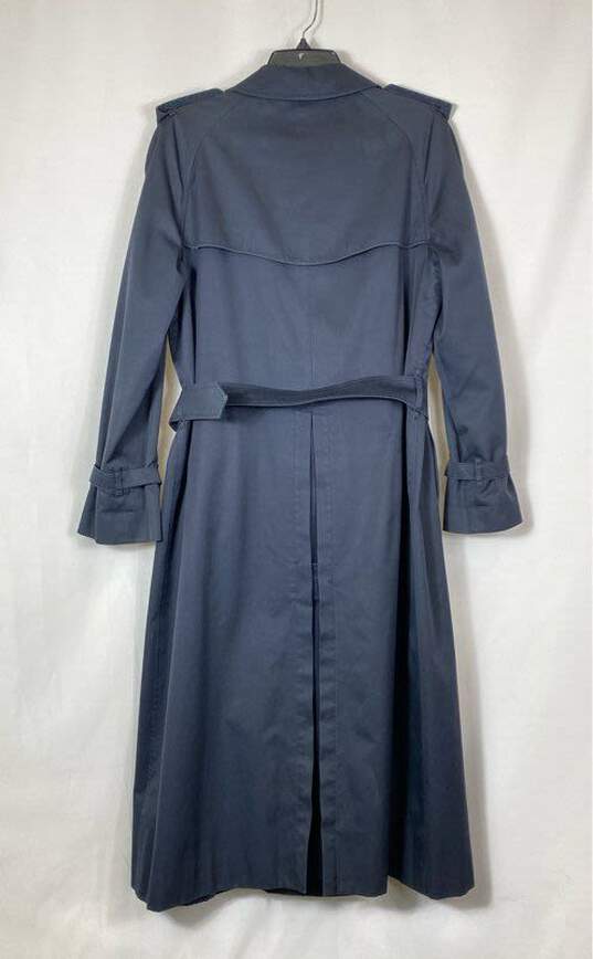 Vintage Burberry Women Navy Blue Trench Coat Size 12 image number 6