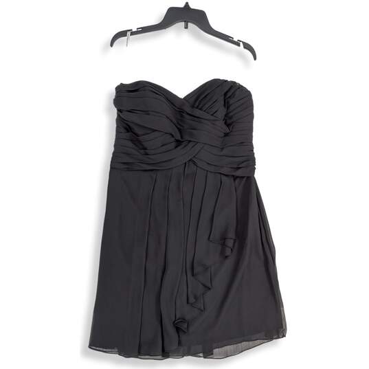David's Bridal Womens Black Sweetheart Neck Back Zip Strapless Mini Dress Sz 14 image number 1