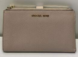 Michael Kors Pebble Leather Double Zip Wallet Pink