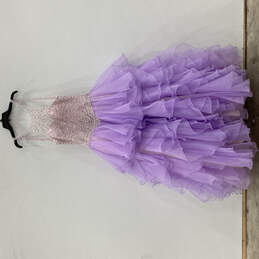 Womens Purple Beaded Round Neck Sleeveless Ruffled Maxi Dress Size 14