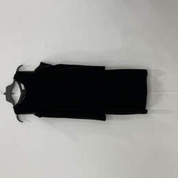 Womens Black Round Neck Stretch Cold Shoulder Back Zip Sheath Dress Size 12