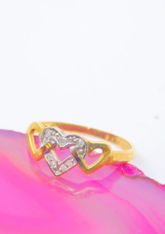 10k Yellow Gold Diamond Accent Open Heart Ring 1.3g image number 2