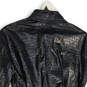 Womens Black Leather Long Sleeve Spread Collar Flap Pocket Jacket Size XS image number 4