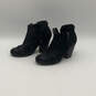 Womens Black Suede High Block Heel Side Zip Ankle Bootie Boots Size 36 image number 3