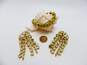 Vintage Vogue & Jomaz Icy Rhinestone & Gold Tone Clip-On Statement Earrings & Bracelet 70.9g image number 4