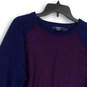 Womens Blue Purple Round Neck Long Sleeve Knitted Pullover Sweater Size L image number 3