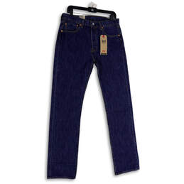NWT Mens Blue 501 Denim Medium Wash Stretch Straight Jeans Size 32X36