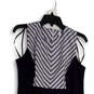 Womens Blue Gray Striped Sleeveless Round Neck Back Zip Sheath Dress Sz 10 image number 3