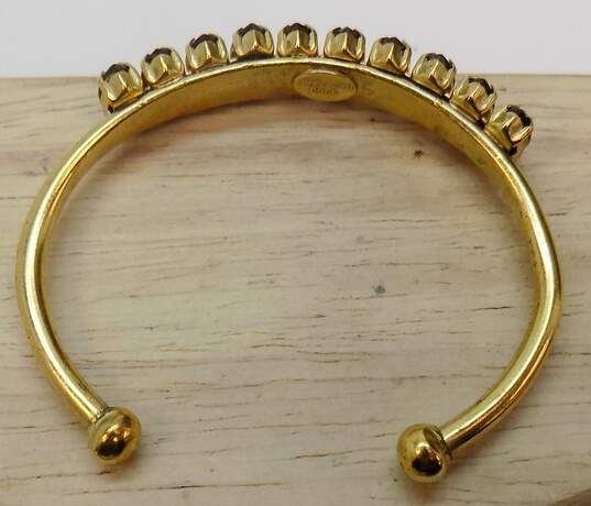 Elizabeth Cole Gold Tone Marquise Rhinestone Cuff Bracelet 17.5g image number 6