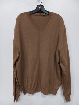 Saks Fifth Avenue Men's Brown Merino V-Neck Sweater Size XXL