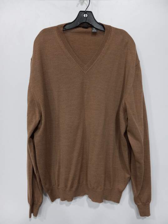 Saks Fifth Avenue Men's Brown Merino V-Neck Sweater Size XXL image number 1